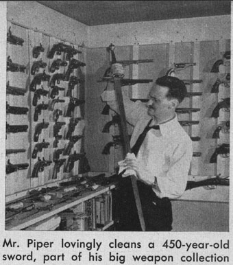 H. Beam Piper in his gunroom